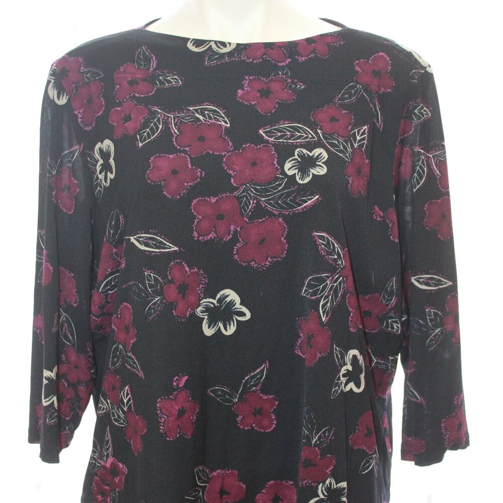 #505 Kathie Lee Dark Floral Dressy Shirt Size 22W/24W